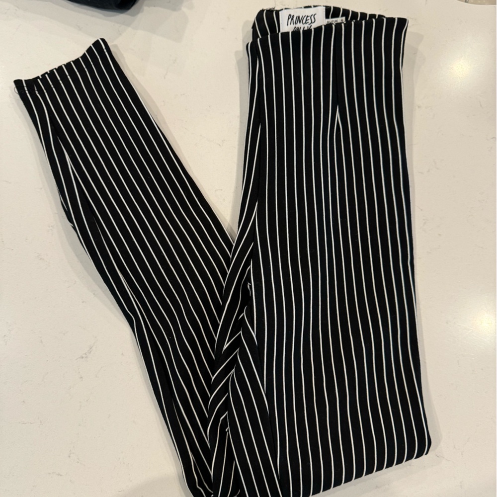 Princess Polly Black and White Striped Leggings